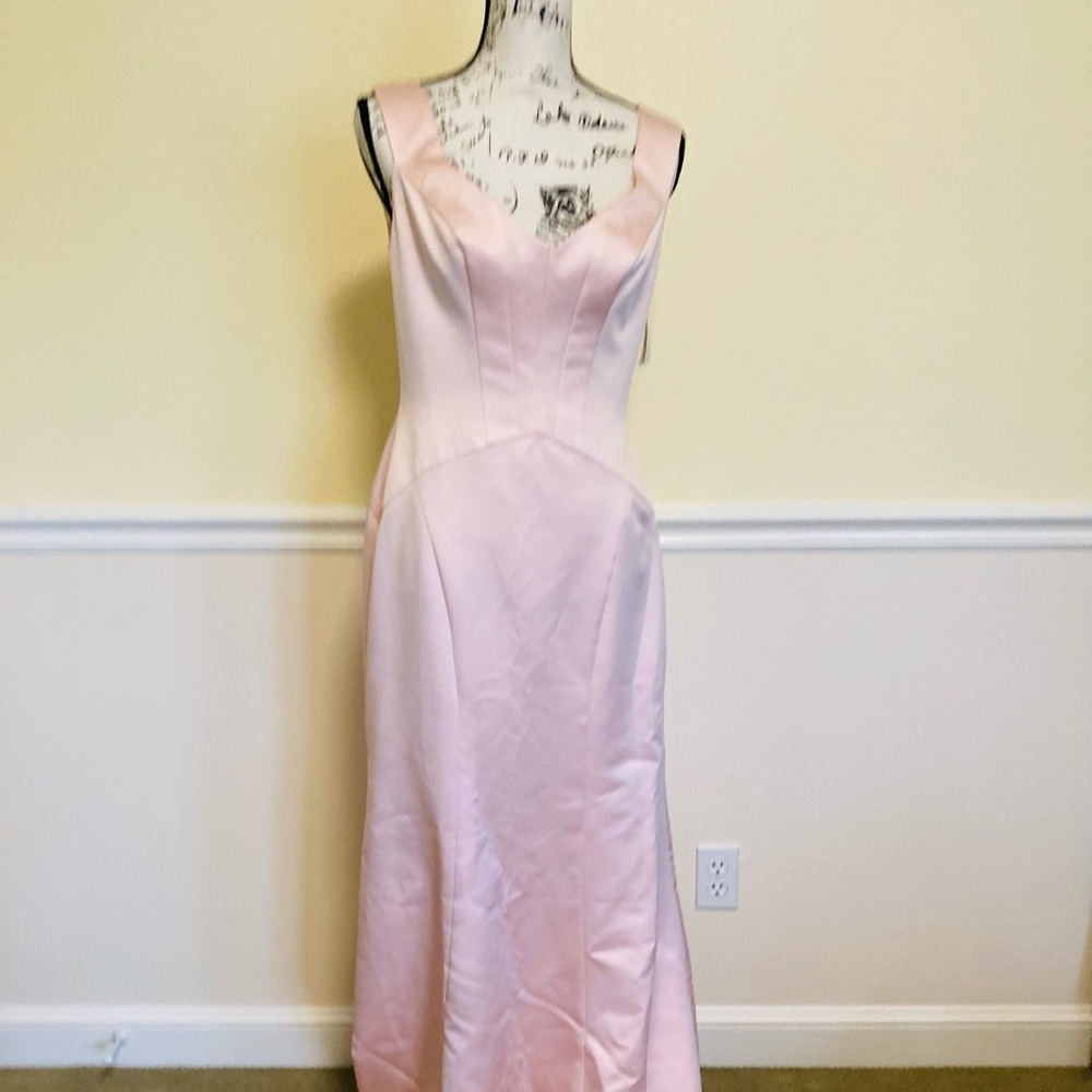NWT ZAC POSEN LONG SATIN FIT & FLARE  PETAL DRESS